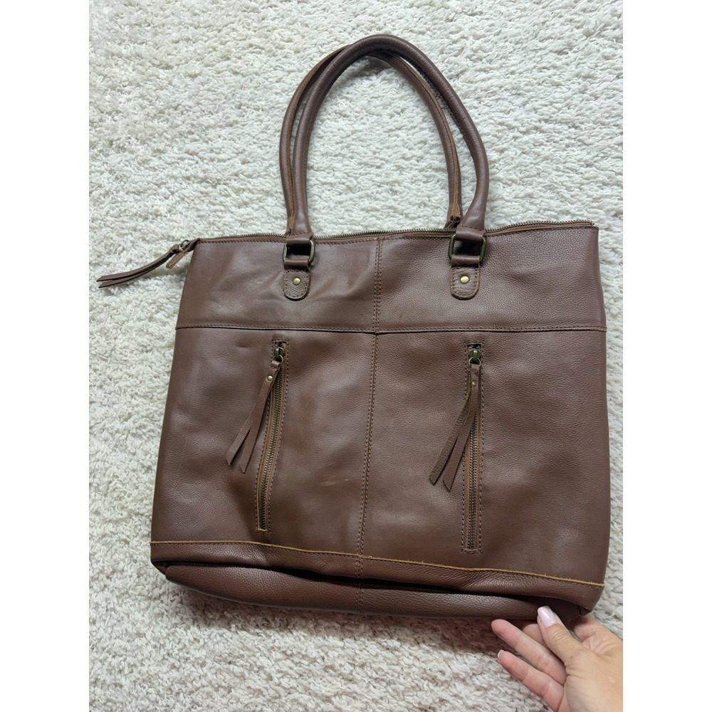 Montana Co Brown Woven Faux Leather Shoulder Bag Purse EUC - Picture 7 of 10